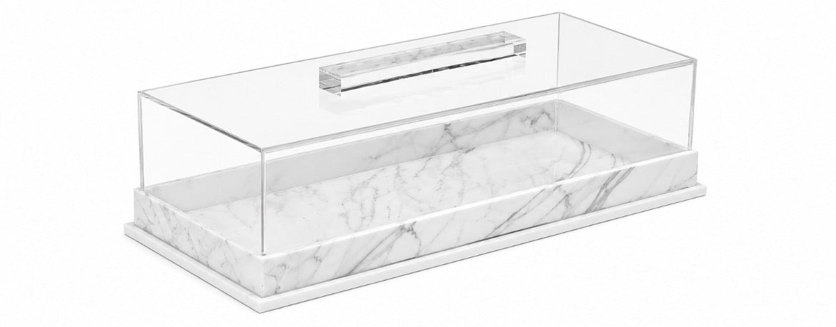 Elegant Acrylic Cake Box with Marble Base