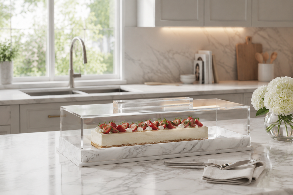 Elegant Acrylic Cake Box with Marble Base